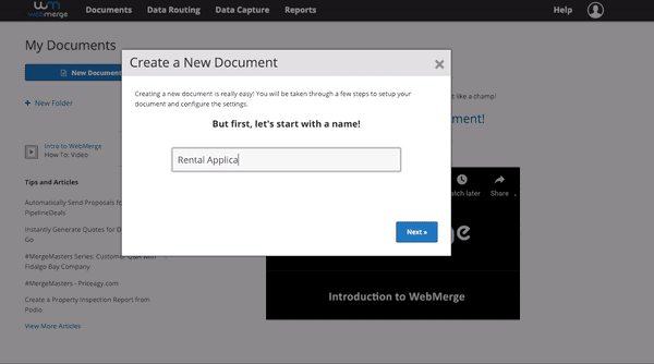 document creation with webmerge